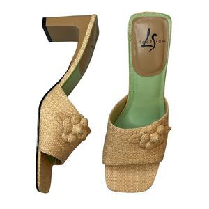 LIFE STRIDE Tan Wicker Vintage Square Heel Mule Size 7
